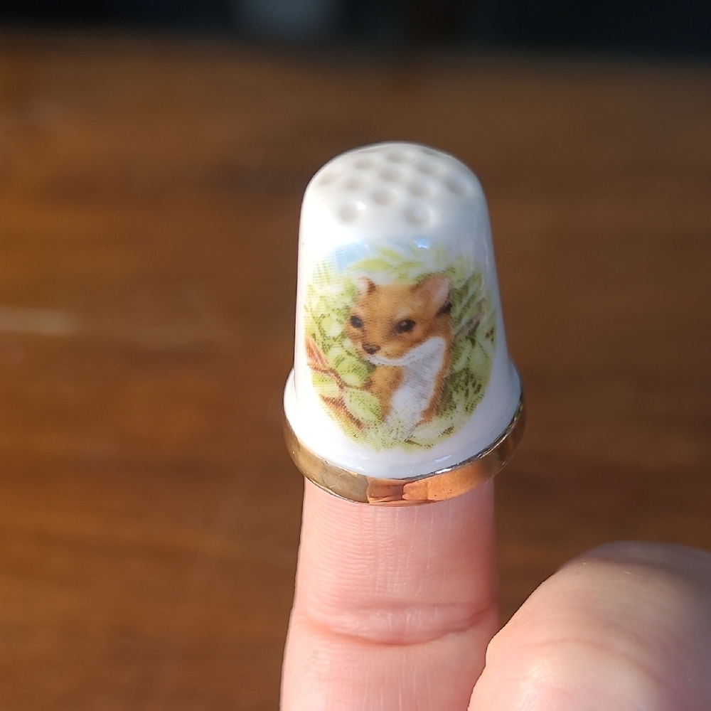 Porcelain Thimble with Fox Design